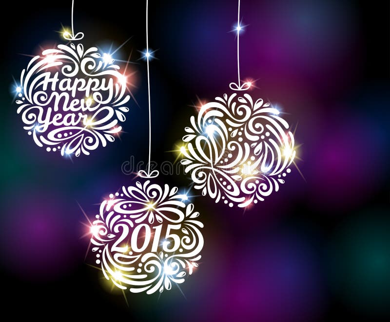 Funkelnde bunte Verzierung des guten Rutsch ins Neue Jahr 2015 lizenzfreie abbildung Funkelnde bunte Verzierung des guten Rutsch ins Neue Jahr 2015 lizenzfreie abbildung