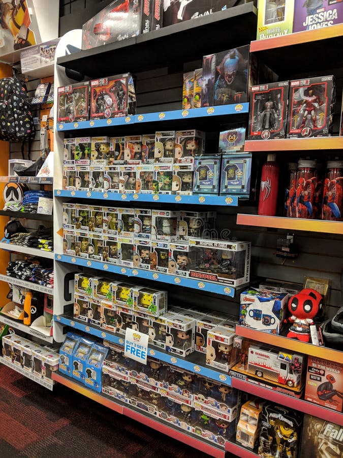 Funko Pop! Figures on Display and Other Video Game Merchandise at Gamestop  Editorial Stock Photo - Image of action, convention: 157233008
