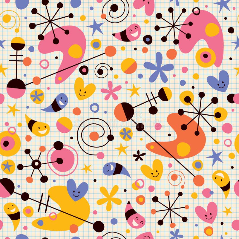 Funky cartoon retro note book paper pattern