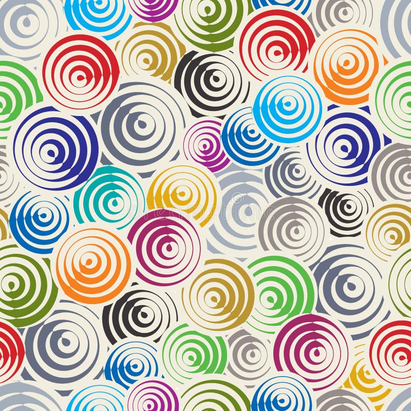Funky circles retro style seamless pattern. vector illustration