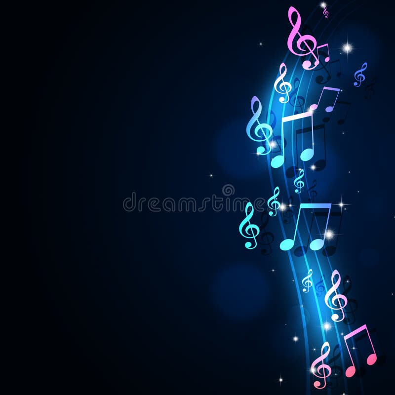 Funky Music Notes Blue Background