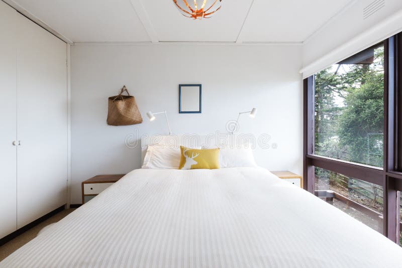 Funky 70s retro bedroom in a beach house