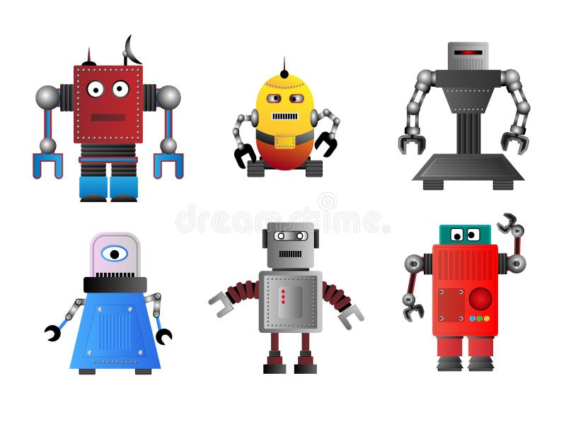 Funky Vector Robots stock illustration
