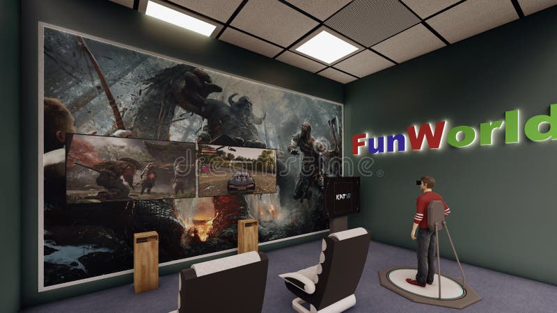 Funland Playstaion 3d render design using Lumion â€“ Interior royalty free illustration