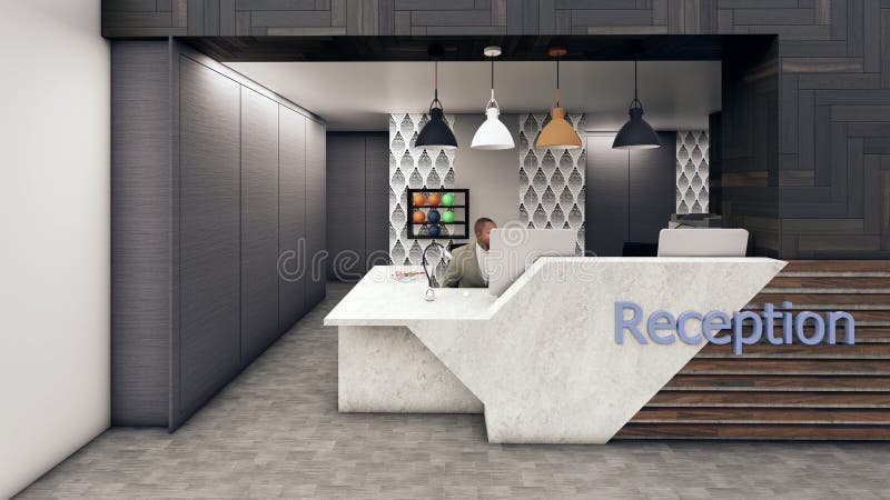 Funland Reception 3d render design using Lumion â€“ Interior royalty free illustration