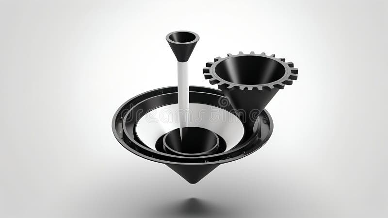 Funnel and Gear 3d Render royalty free illustration