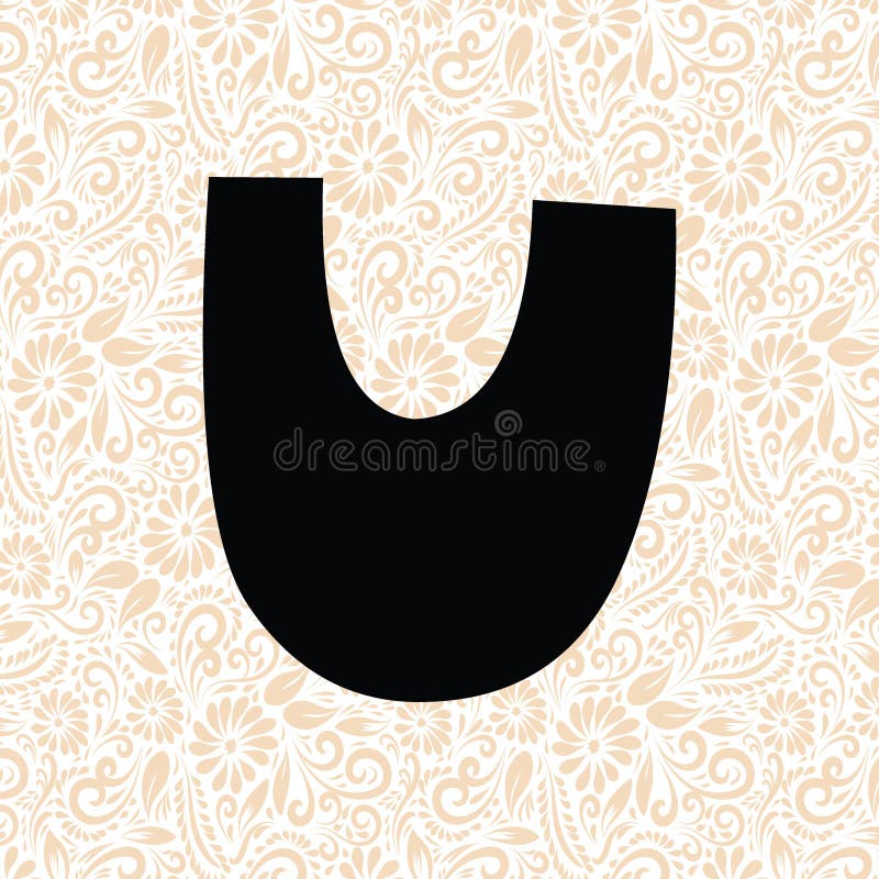 Funny Alphabet U UPPER , Black alphabet vector, alphabet vector stock illustration