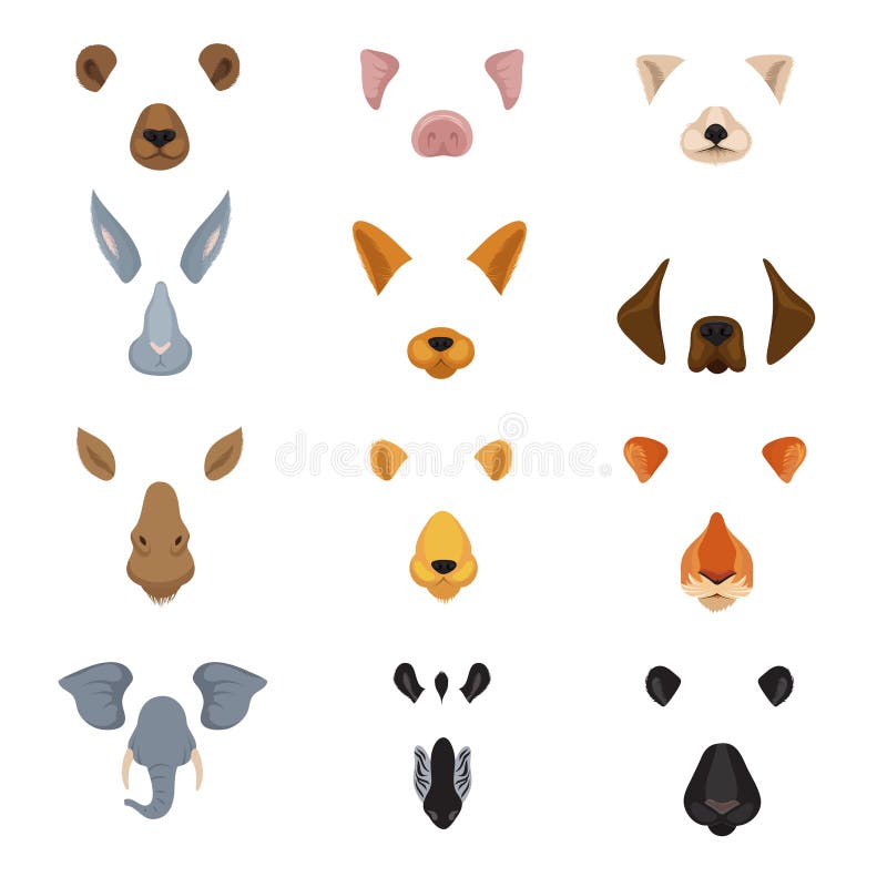 Funny Animal Faces for Phone Video Chart App. Cartoon Animals Ears and Noses Vector Set Stock Vector - Illustration of flat, cartoon: 120956119 Funny Animal Faces for Phone Video Chart App. Cartoon Animals Ears and Noses Vector Set Stock Vector - Illustration of flat, cartoon: 120956119