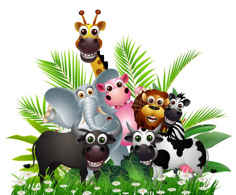 Funny Animal Wildlife Cartoon Collection Stock Illustration Image