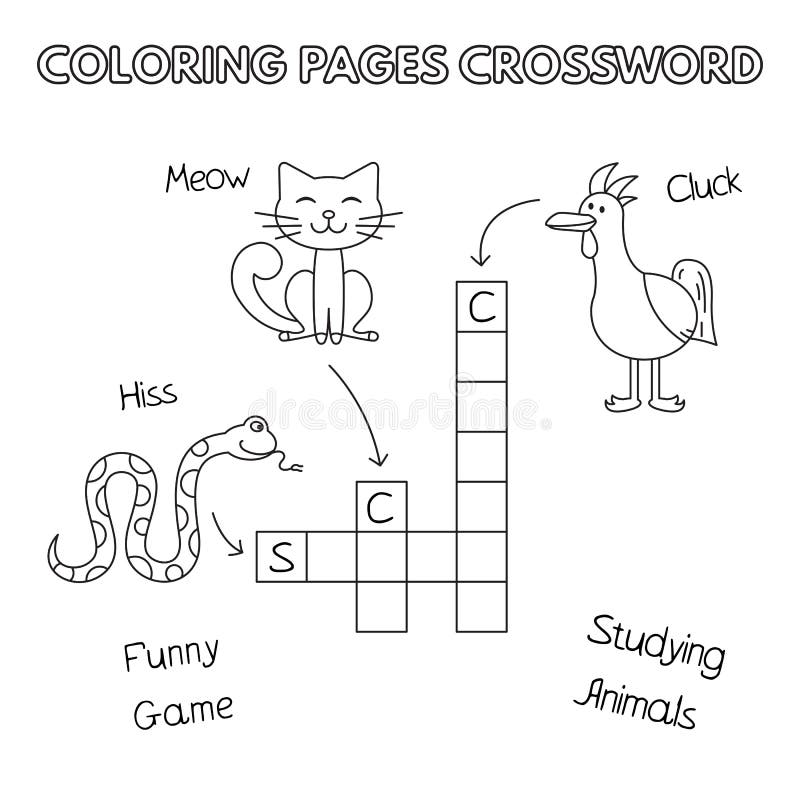 Funny Animals Coloring Book Crossword