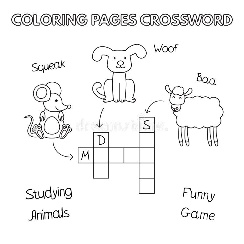 Funny Animals Coloring Book Crossword