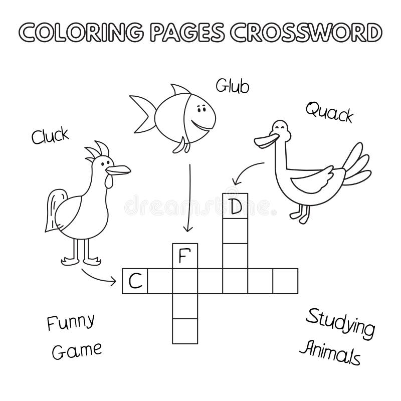 Funny Animals Coloring Book Crossword