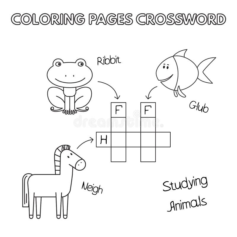 Funny Animals Coloring Book Crossword