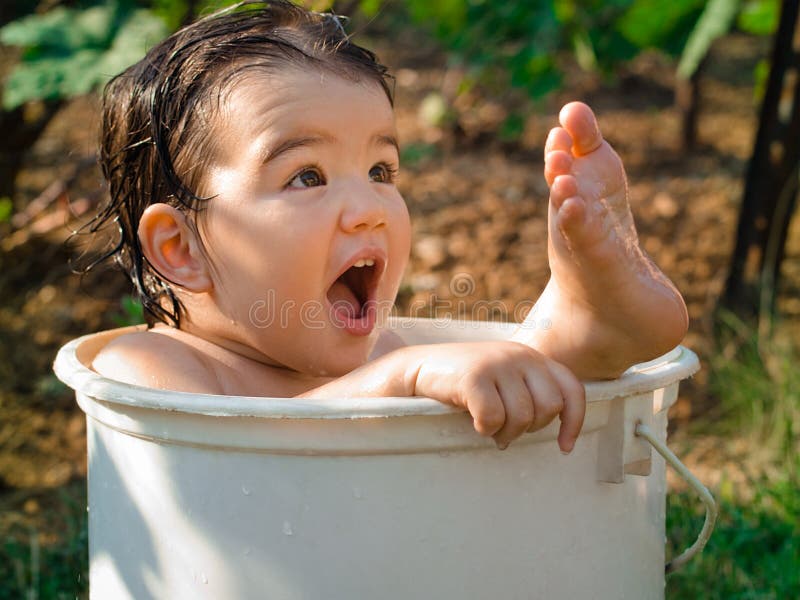 Funny Baby Bath stock image. Image of bath, pretty, little 27963455