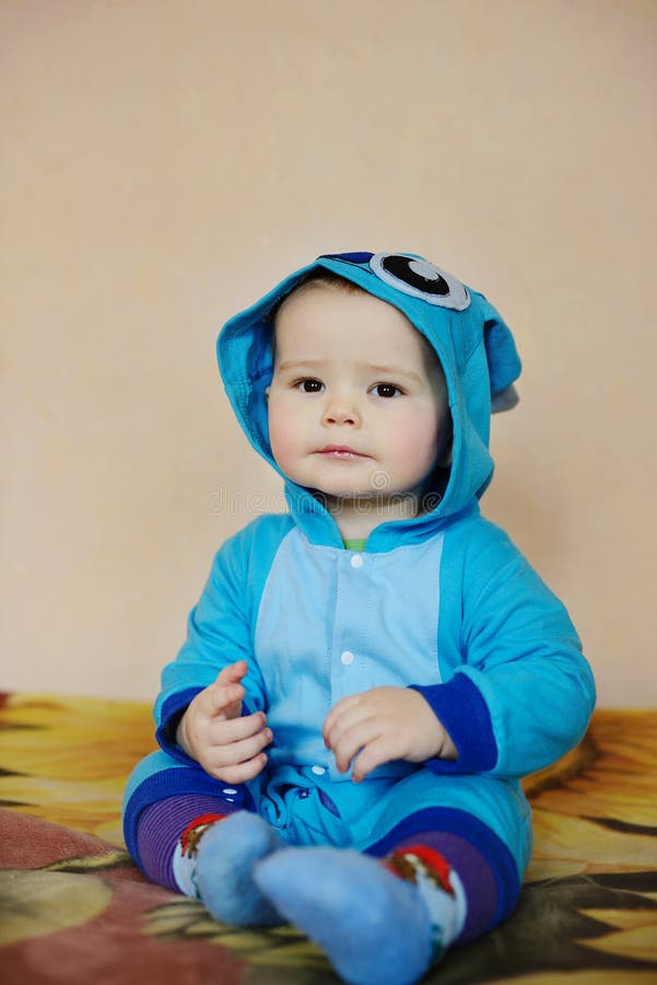 Funny baby boy stock photo. Image of eyes, costume, blue 36827262