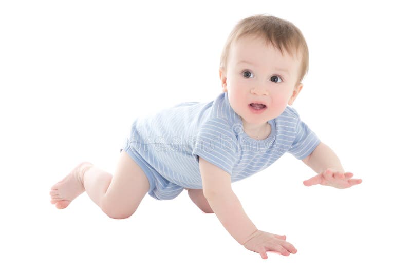 Funny baby boy toddler crawling isolated on white royalty free stock photos Funny baby boy toddler crawling isolated on white royalty free stock photos