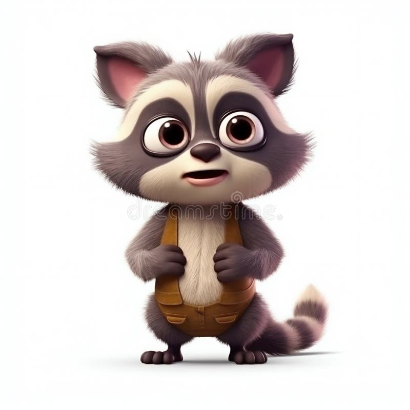 Funny Baby Raccoon Cartoon Illustration Isolated on White Background ...