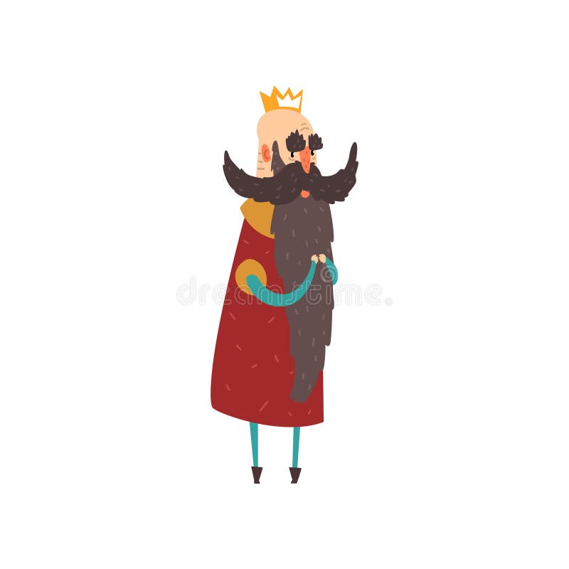 Funny bald bearded character king character cartoon vector Illustration vector illustration