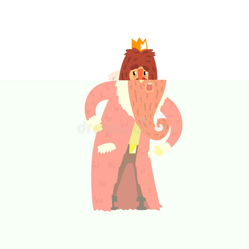 Funny bearded majestic king character cartoon vector Illustration on a white background royalty free illustration