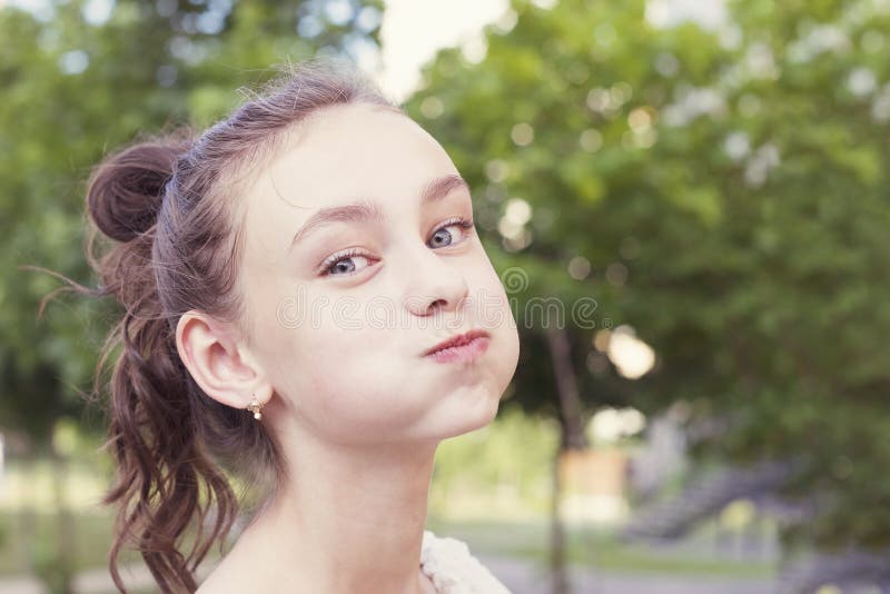 Girl Puffing Cheeks On Funny Face Woman Stock Image Image Of Puffing