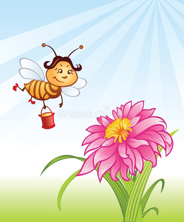 Funny bee and flower