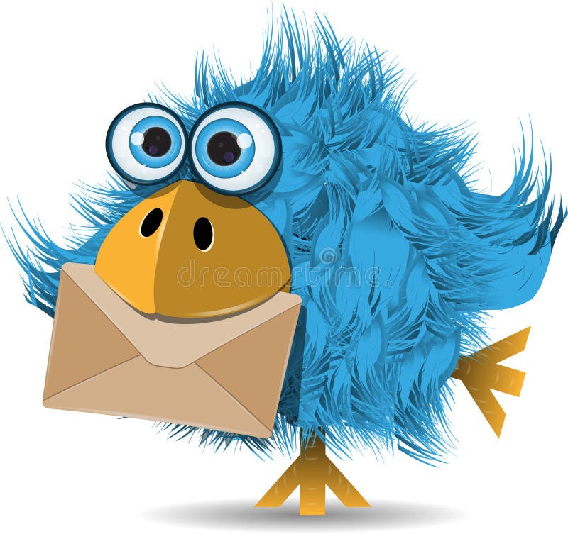 Funny Blue Bird with Envelope Stock Vector Illustration of icon