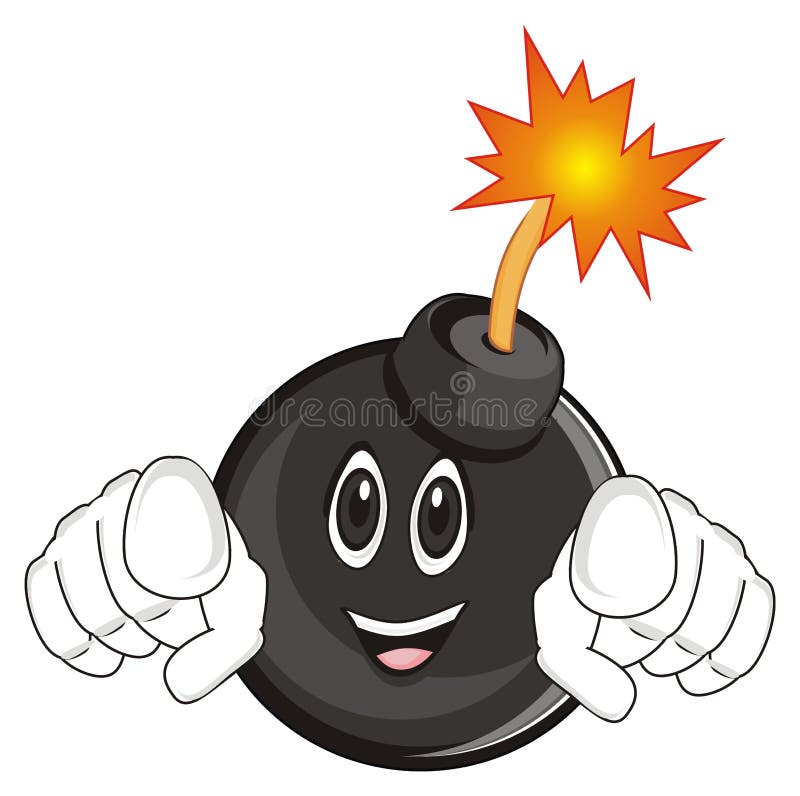 Funny bomb with two hands show gesture vector illustration
