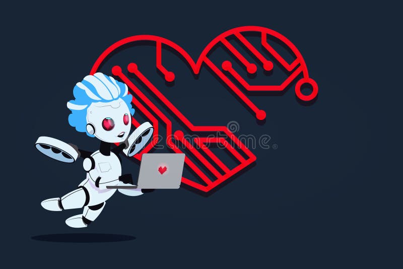 Funny bot cupid. Postcard to the day of the holy valentine stock illustration