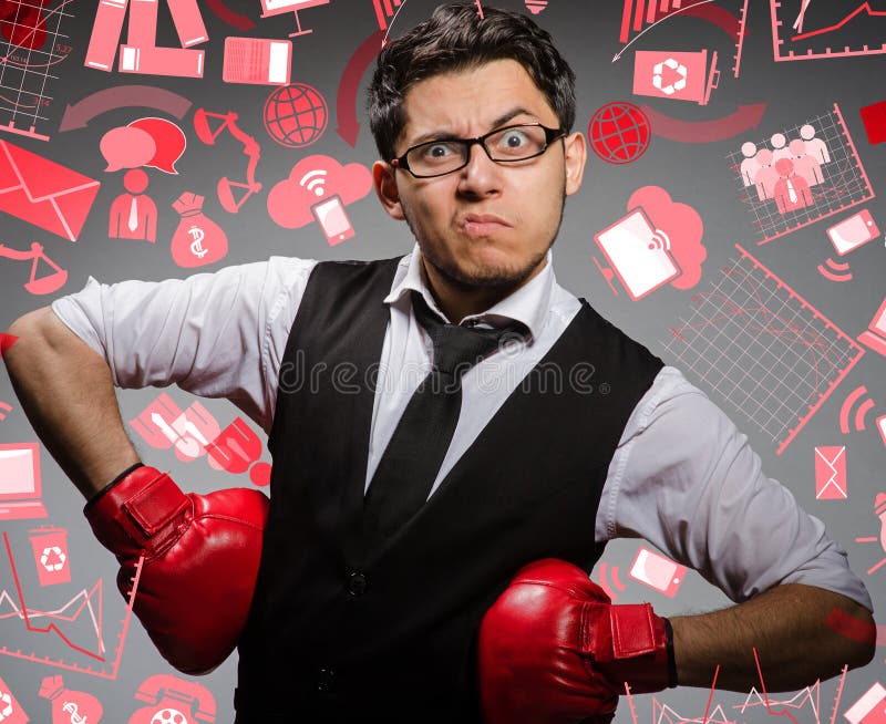 Funny boxer businessman in sport concept royalty free stock photo