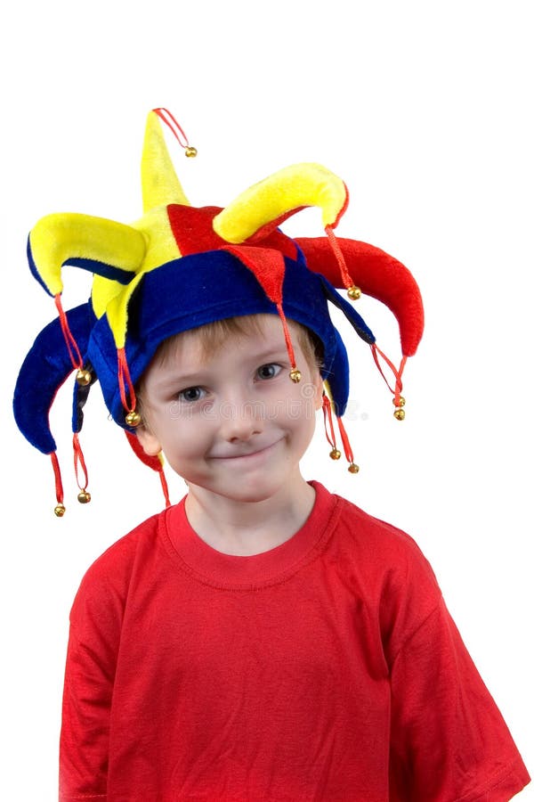 Funny boy in the clown hat