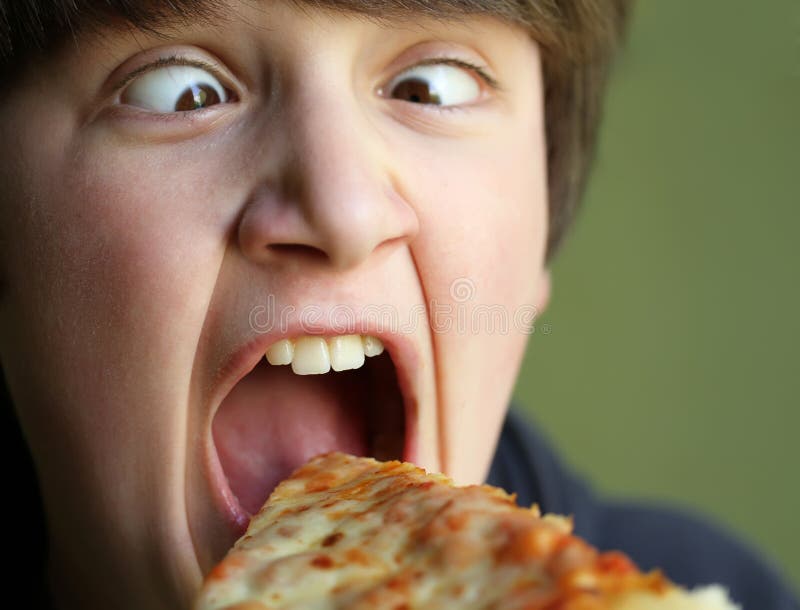 Funny Boy Eating Pizza