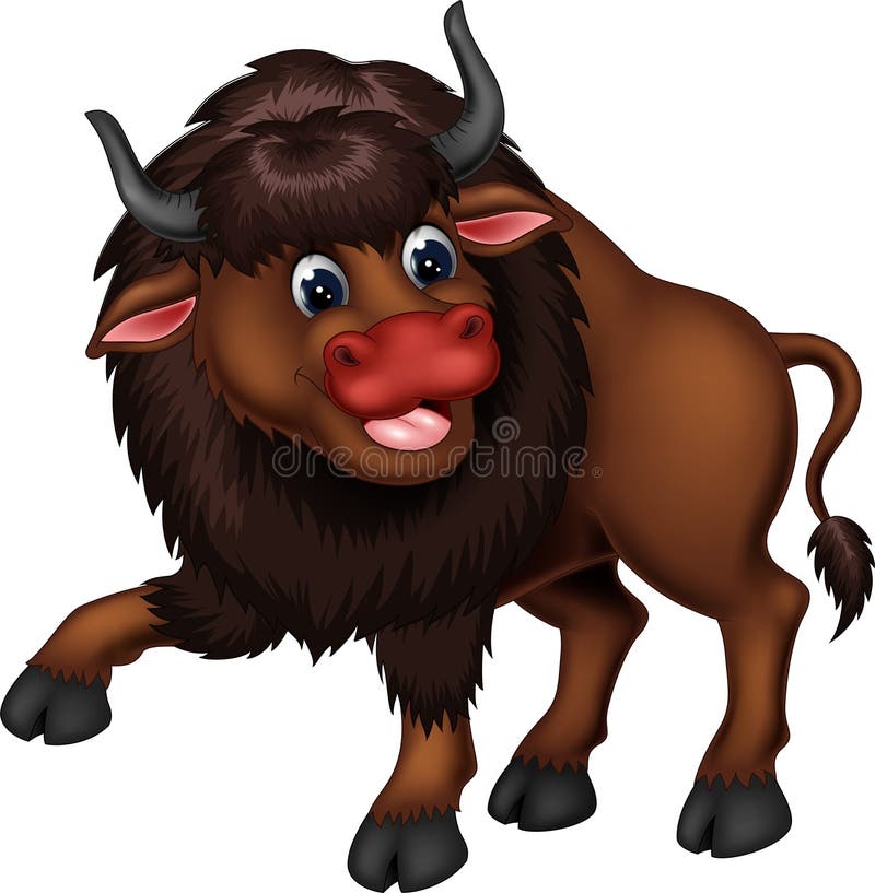 Funny Brown Buffalo Cartoon Stock Illustration - Illustration of cartoon,  background: 122773070