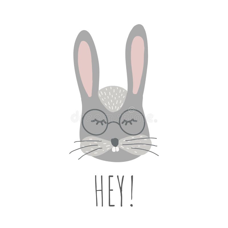 Funny bunny. Retro style. Vector Illustartion with cute animal on black background. Funny bunny. Retro style.Hey! phrase. Perfect fo kids cards, posters, book stock illustration Funny bunny. Retro style. Vector Illustartion with cute animal on black background. Funny bunny. Retro style.Hey! phrase. Perfect fo kids cards, posters, book stock illustration