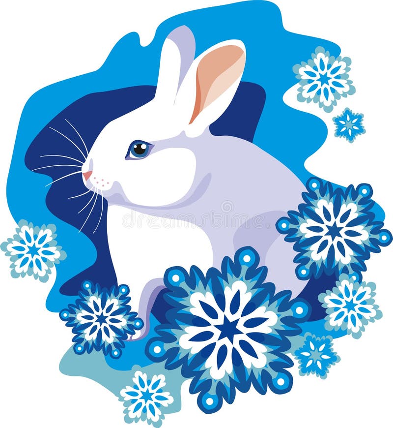 Funny bunny in the snow stock illustration. Illustration of funny ...