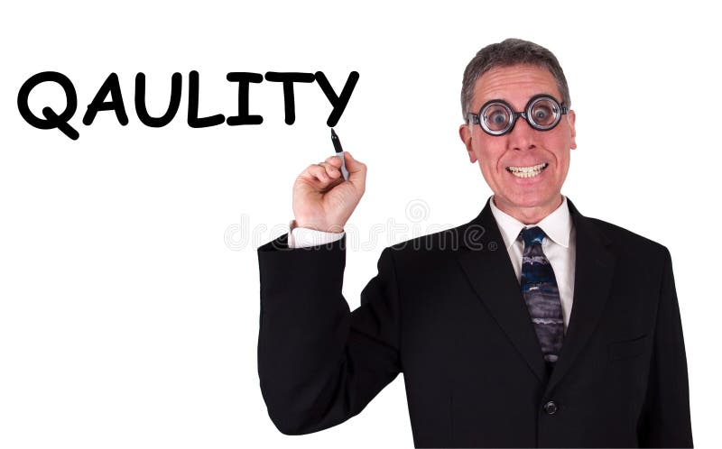 funny businessman cant spell quality stock photo image of glasses spell quality
