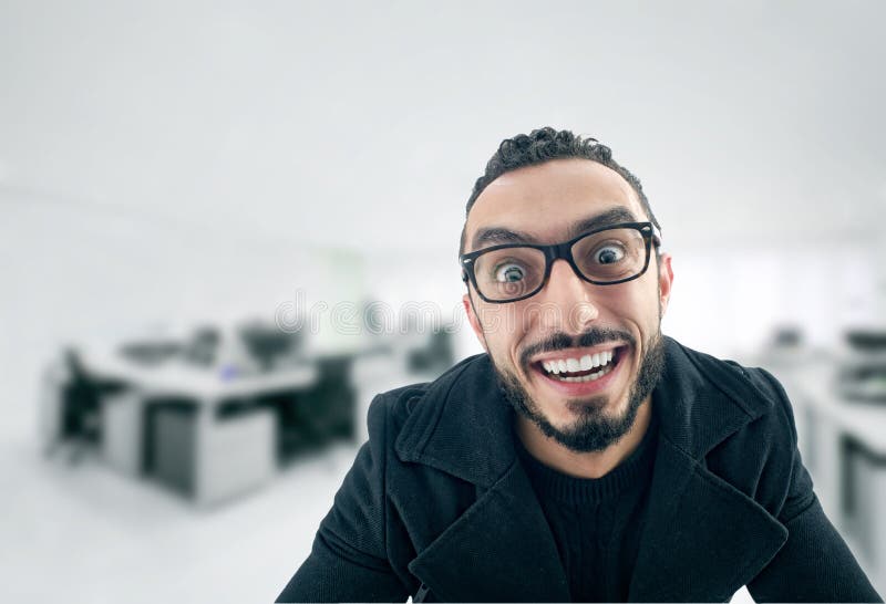 Funny Businessman with crazy expression stock image