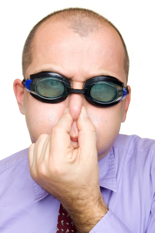 Funny Businessman with Swimming Goggles Stock Photo Image of white