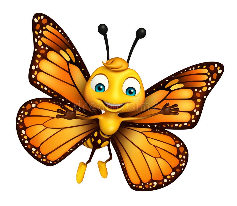 Funny Butterfly Cartoon Character Stock Illustration - Illustration of natural, nature: 69237757