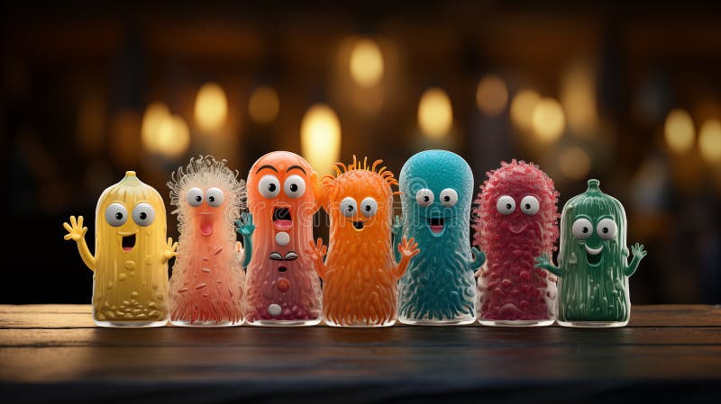 Funny cartoon bacterians vector illustration