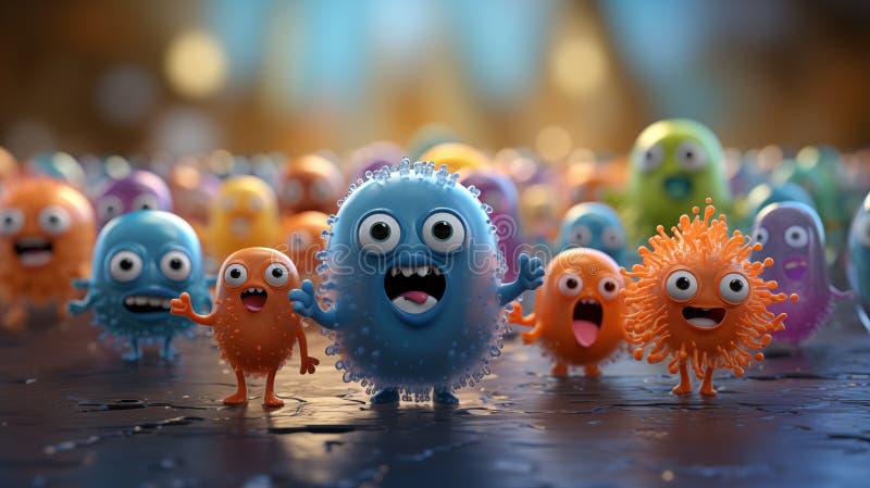 Funny cartoon bacterians vector illustration