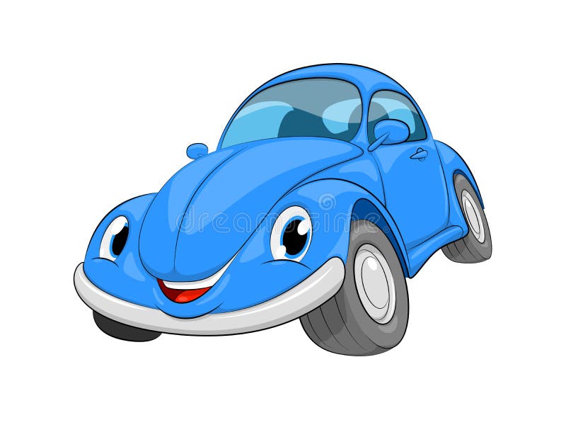 Funny Cartoon Blue Car. a Blue Car on a White Background Stock Vector -  Illustration of race, popular: 173870621