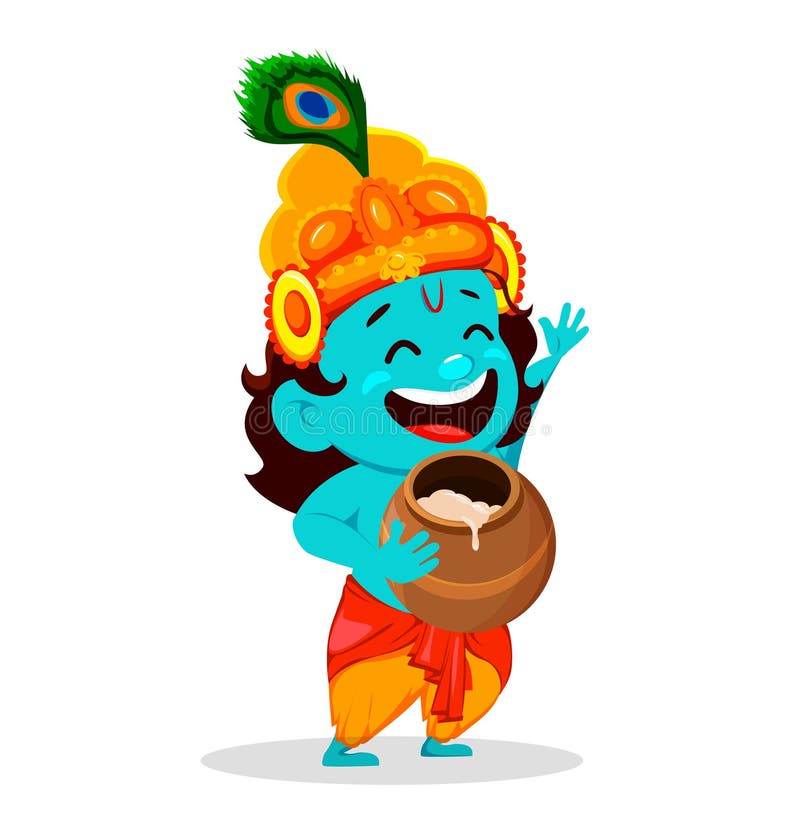 Funny Cartoon Character Lord Krishna Stock Vector - Illustration of happy,  design: 123228106