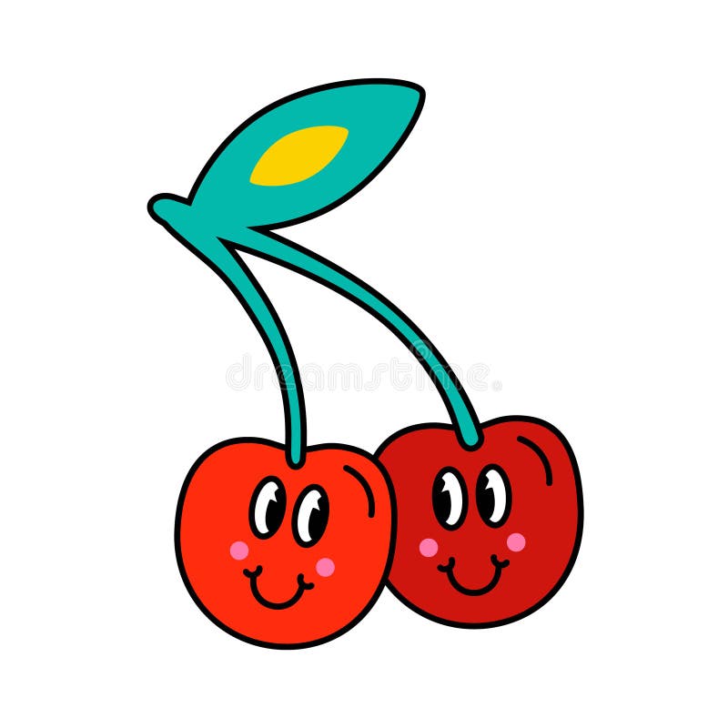 Vector Illustration of Cherry with Faces Stock Vector Illustration of