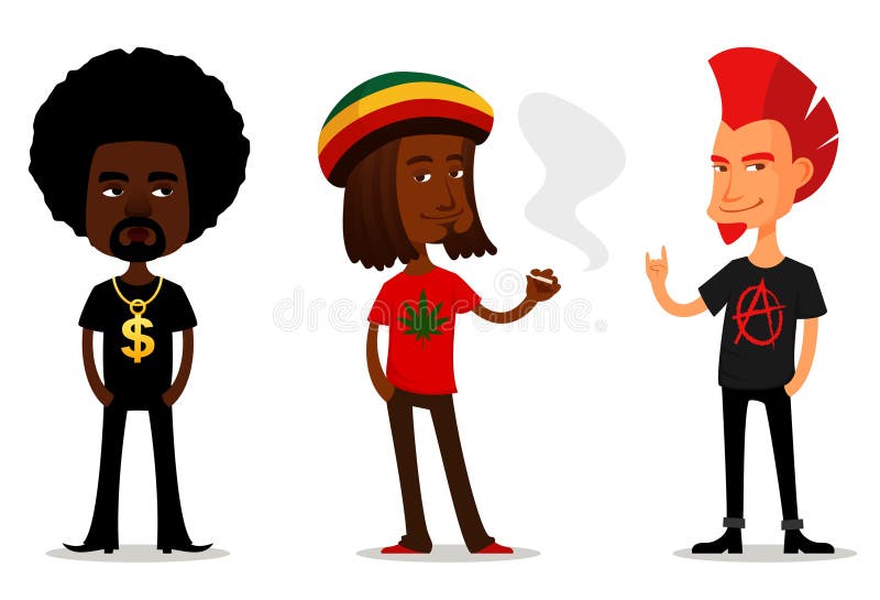 Funny Cartoon Characters of Guys with Attitude Stock Vector - Illustration of dreadlocks, clothes: 64403654 Funny Cartoon Characters of Guys with Attitude Stock Vector - Illustration of dreadlocks, clothes: 64403654