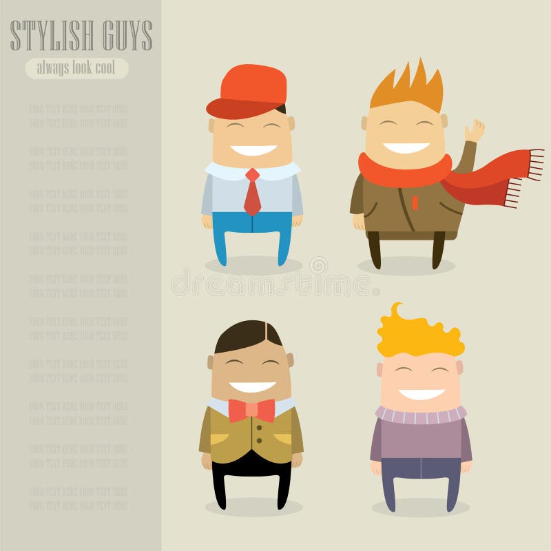 Funny Cartoon Characters Set Stylish Guys Always Look Cool Stock Funny Cartoon Characters Set Stylish Guys Always Look Cool Stock