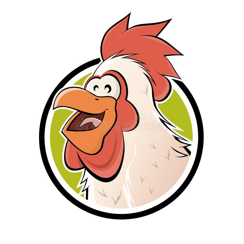 Funny Cartoon Chicken in a Badge Stock Vector - Illustration of chicken ...