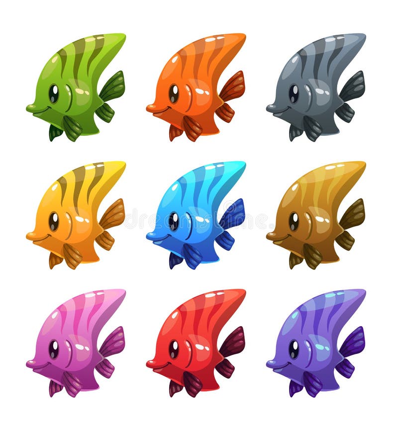 Funny Cartoon Colorful Fishes Set. Stock Vector - Illustration of tail, kids: 104312962 Funny Cartoon Colorful Fishes Set. Stock Vector - Illustration of tail, kids: 104312962