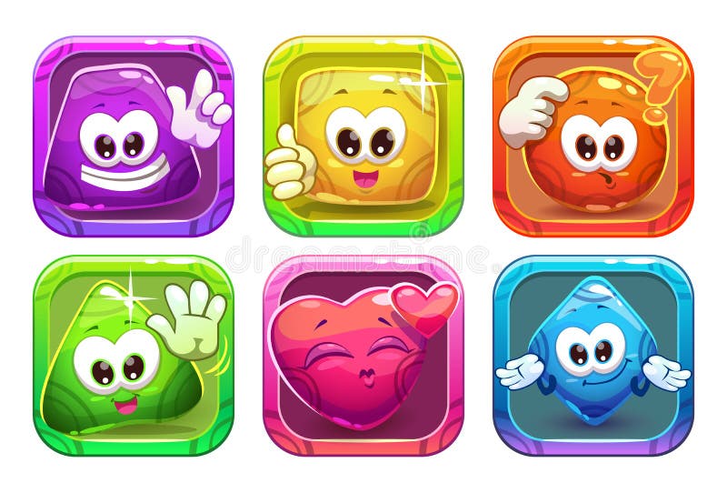 Funny cartoon colorful glossy shape characters stock illustration Funny cartoon colorful glossy shape characters stock illustration