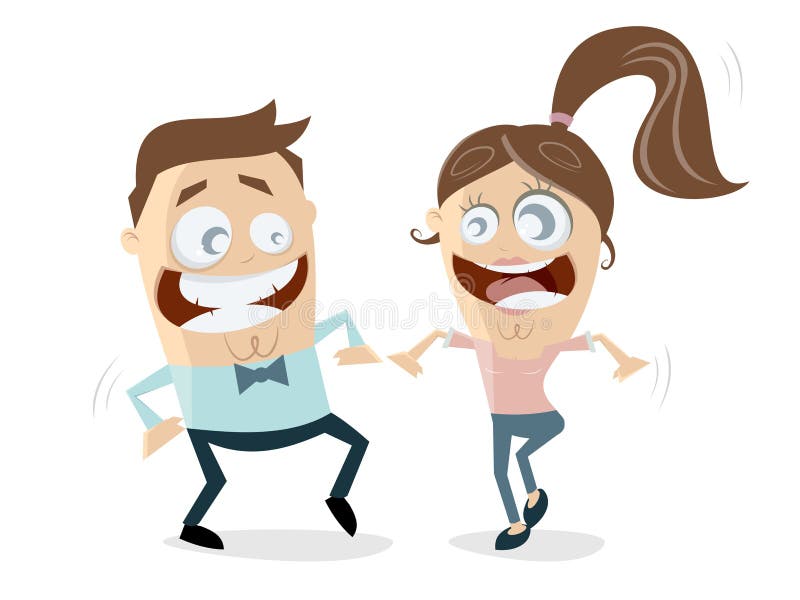Funny Cartoon Couple Dancing Together Stock Vector - Illustration of retro,  vector: 73188200