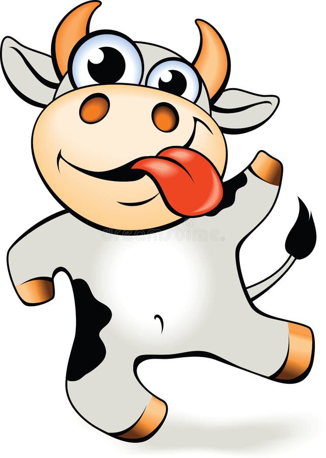 Funny cartoon crazy mad and happy cow royalty free illustration